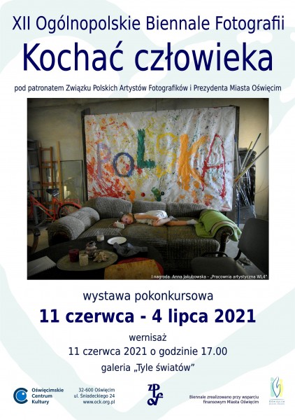 Na plakacie nagrodzona praca logo ock, logo miasta, logo zpaf oraz nazwa konkursu i dta pokonkursowej wystawy