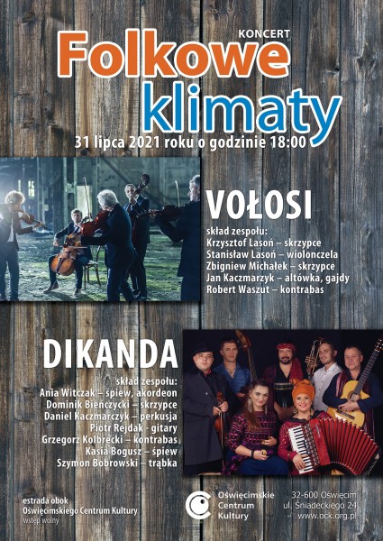 collage z dw�ch zdj��, na kt�rych s� zespo�y Vo�osi i Dikanda, tytu� koncertu