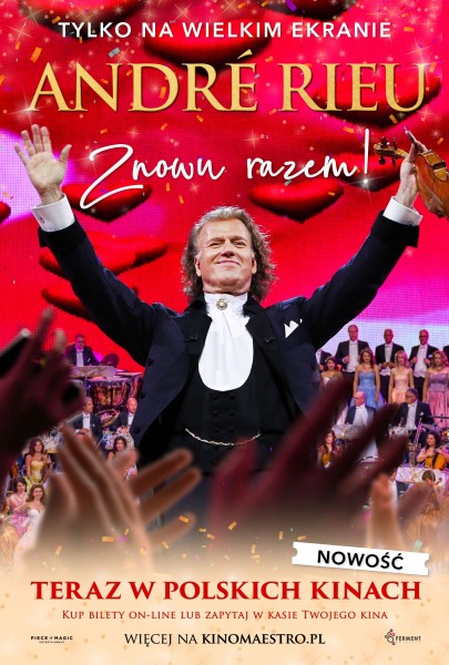 na plakacie andre rieu, czerwone t�o, tytu� koncertu