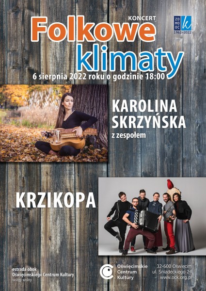 plakat z collagem zdj�� na kt�rych jest Karolina Skrzy�ska i zesp� Krzikopa