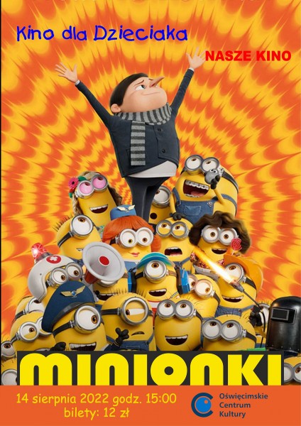 na plakacie kolorowe Minionki, tytu� filmu