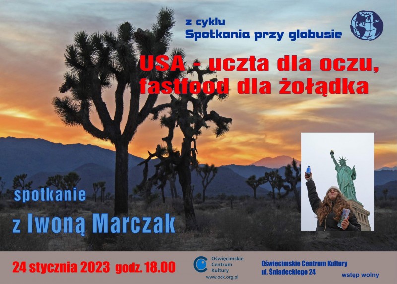 na zdj�ciu widok pleneru USA oraz zdj�cie autorki spotkania