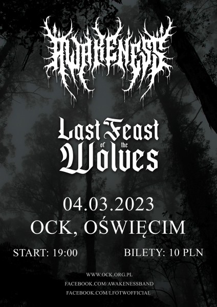 na plakacie, z czarnym t�em, nazwy zespo��w pisanych gotyck� czcionk�