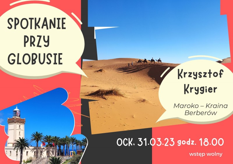 na plakacie collage ze zdj�� z Maroka, tytu� i data spotkania