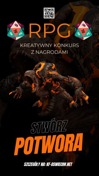 na plakacire kostki do gry, sylwetka jakiej� postaci, tytu� konkursu