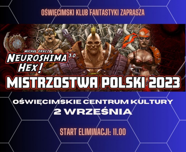 na plakacie postaci z gry planszowej Neuroshima Hex, tytu� turnieju, data i miejsce